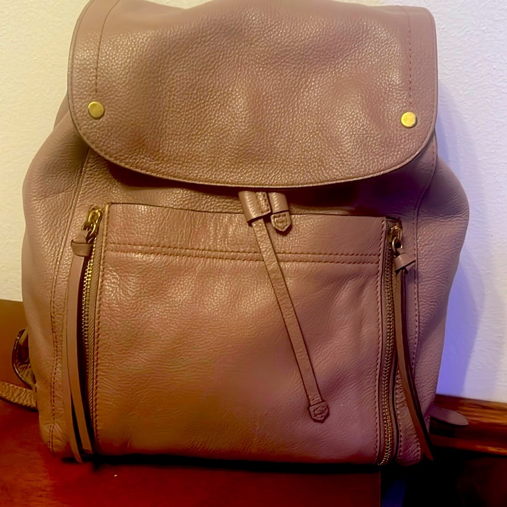 Leather Backpack Purse - Taupe